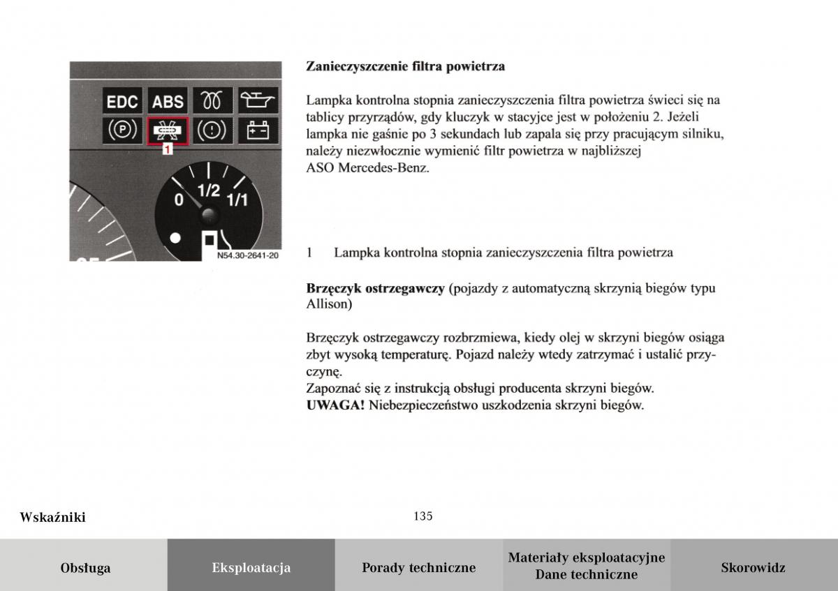 Mercedes Benz Vario instrukcja obslugi / page 137