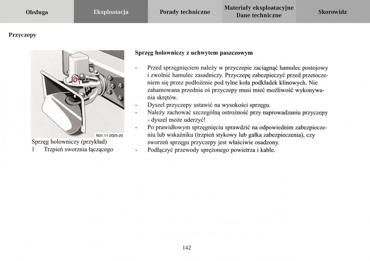 Mercedes Benz Vario instrukcja obslugi / page 144