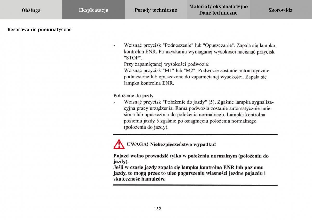 Mercedes Benz Vario instrukcja obslugi / page 154