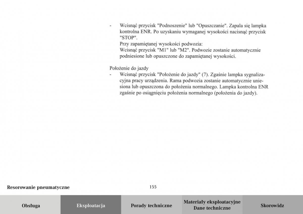 Mercedes Benz Vario instrukcja obslugi / page 157