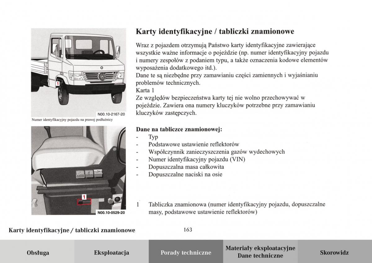 Mercedes Benz Vario instrukcja obslugi / page 165