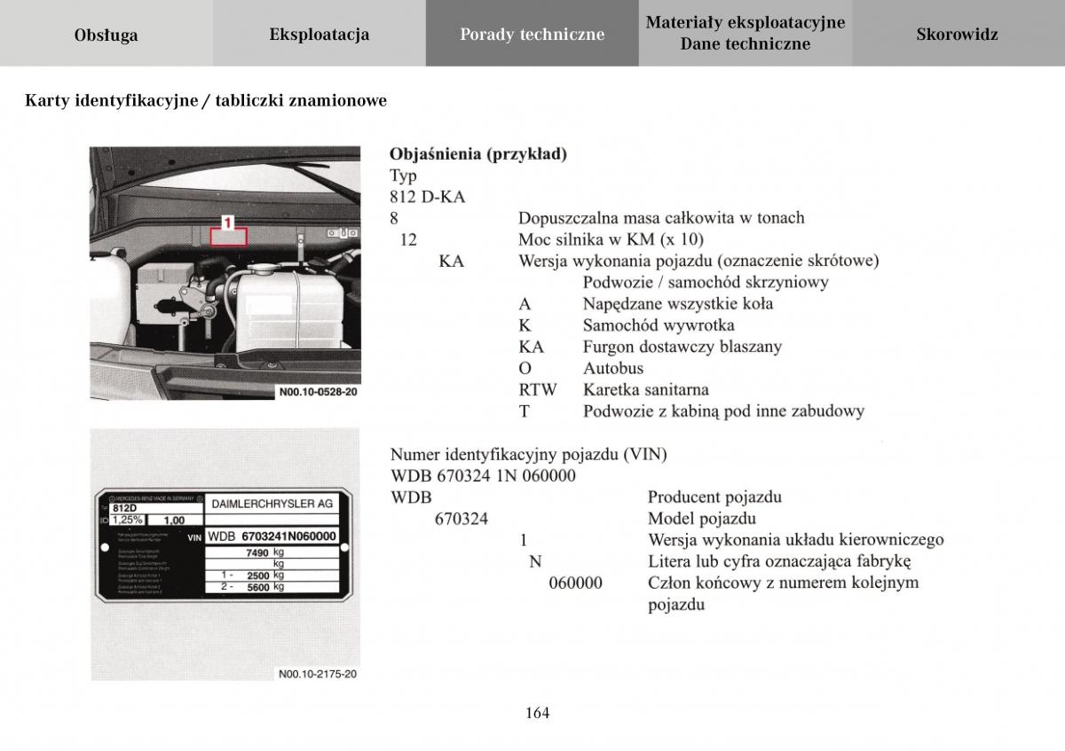 Mercedes Benz Vario instrukcja obslugi / page 166