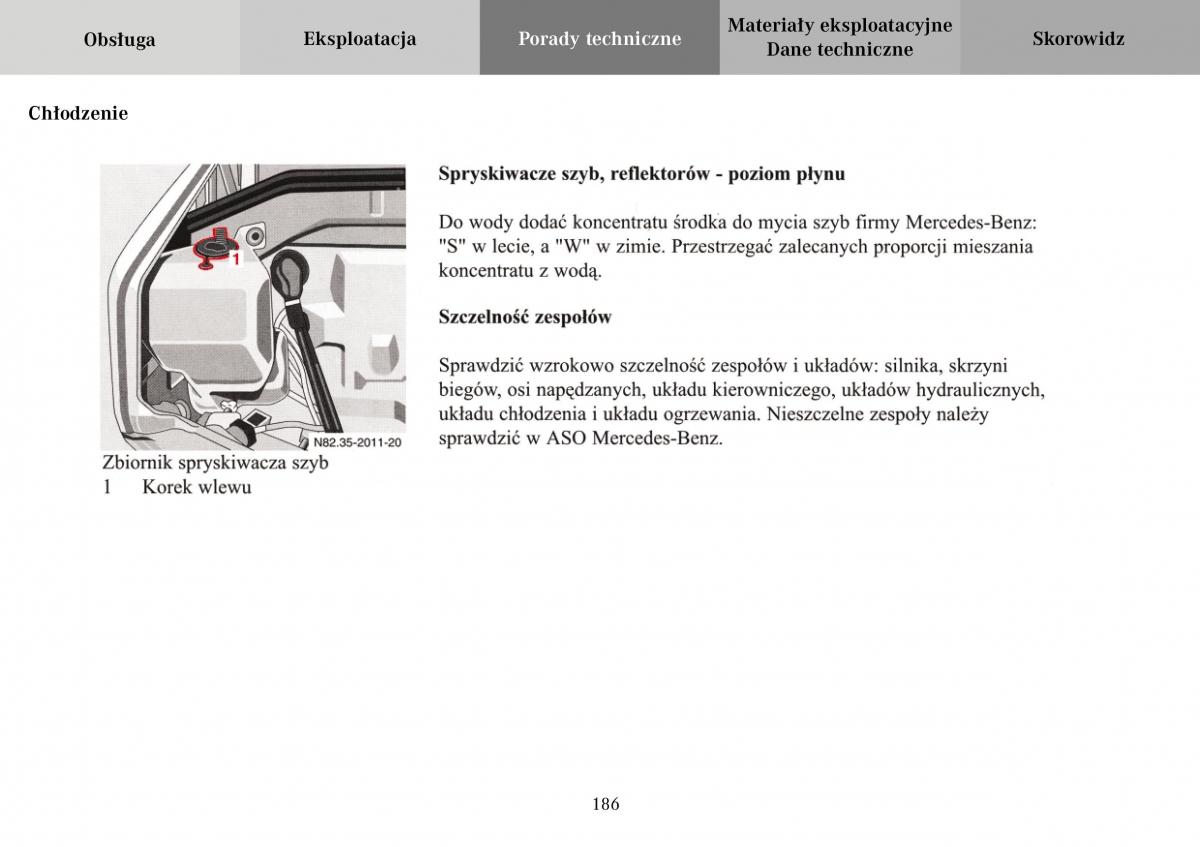 Mercedes Benz Vario instrukcja obslugi / page 188