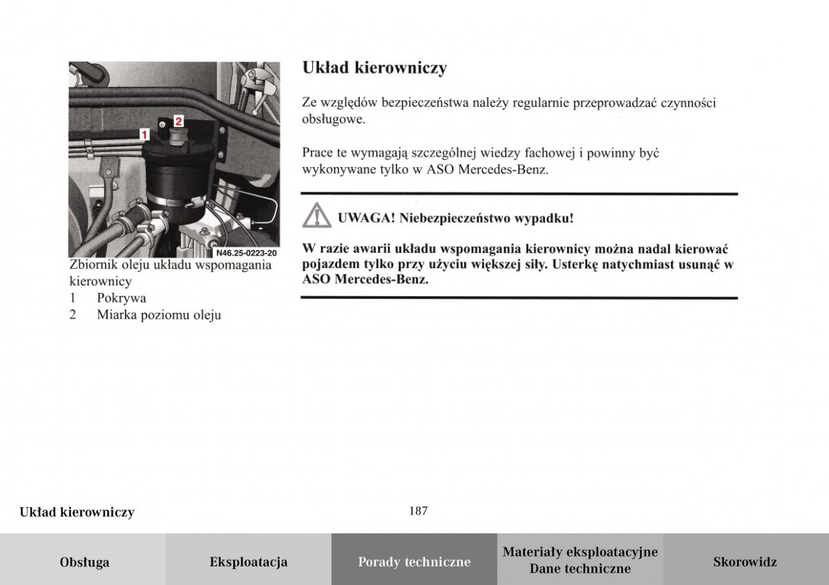 Mercedes Benz Vario instrukcja obslugi / page 189