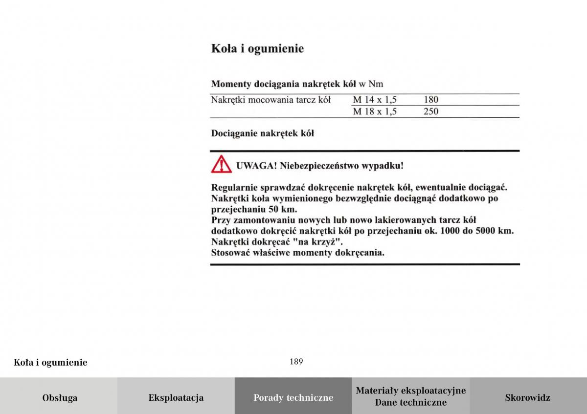 Mercedes Benz Vario instrukcja obslugi / page 191