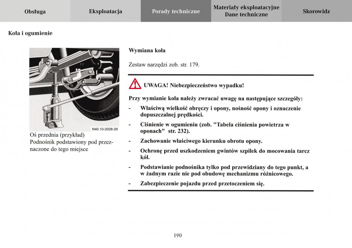 Mercedes Benz Vario instrukcja obslugi / page 192