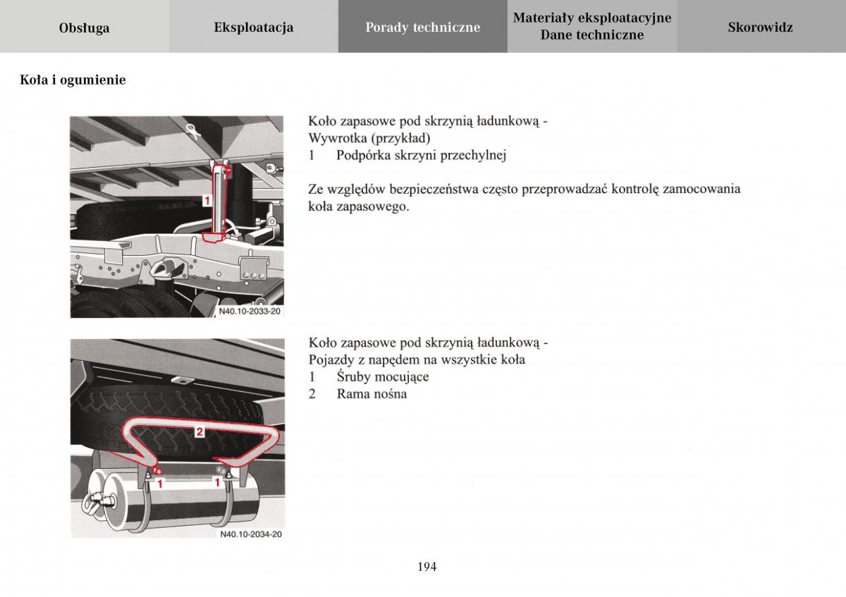 Mercedes Benz Vario instrukcja obslugi / page 196