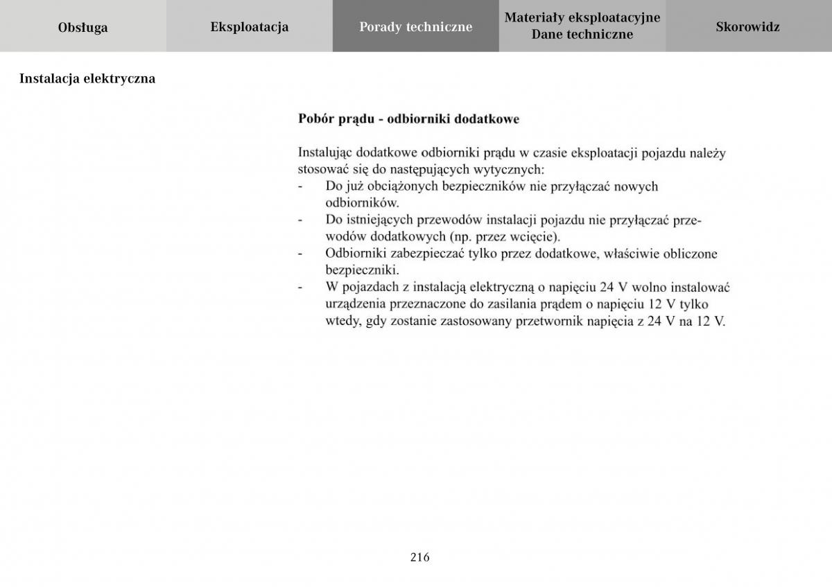 Mercedes Benz Vario instrukcja obslugi / page 218