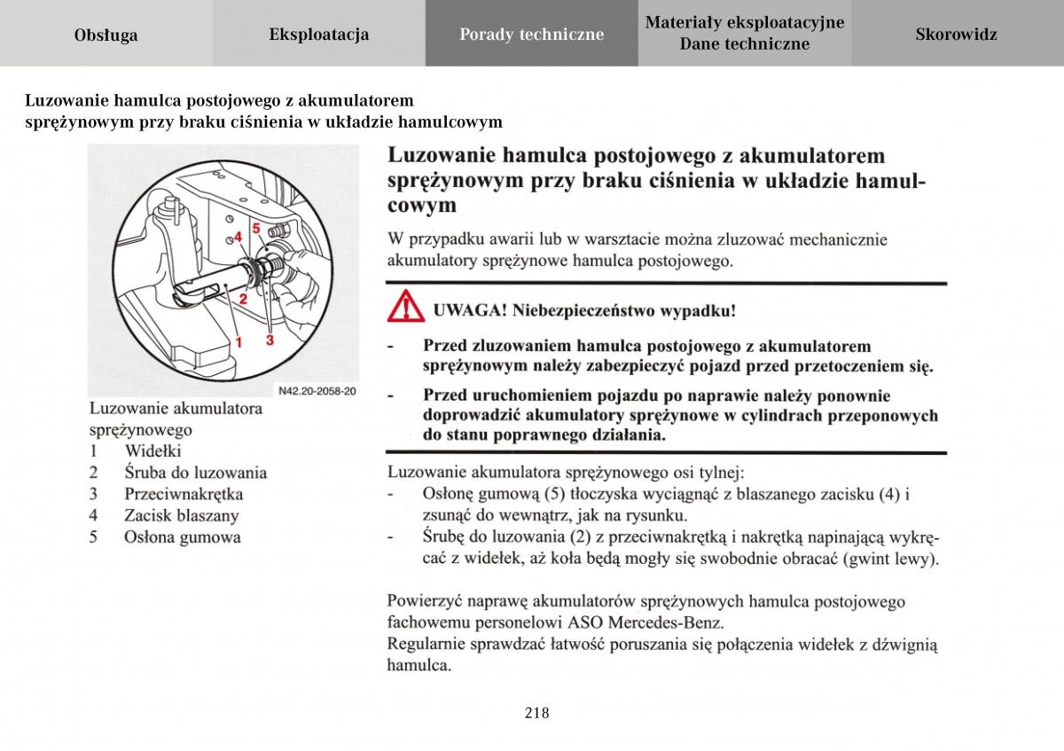 Mercedes Benz Vario instrukcja obslugi / page 220