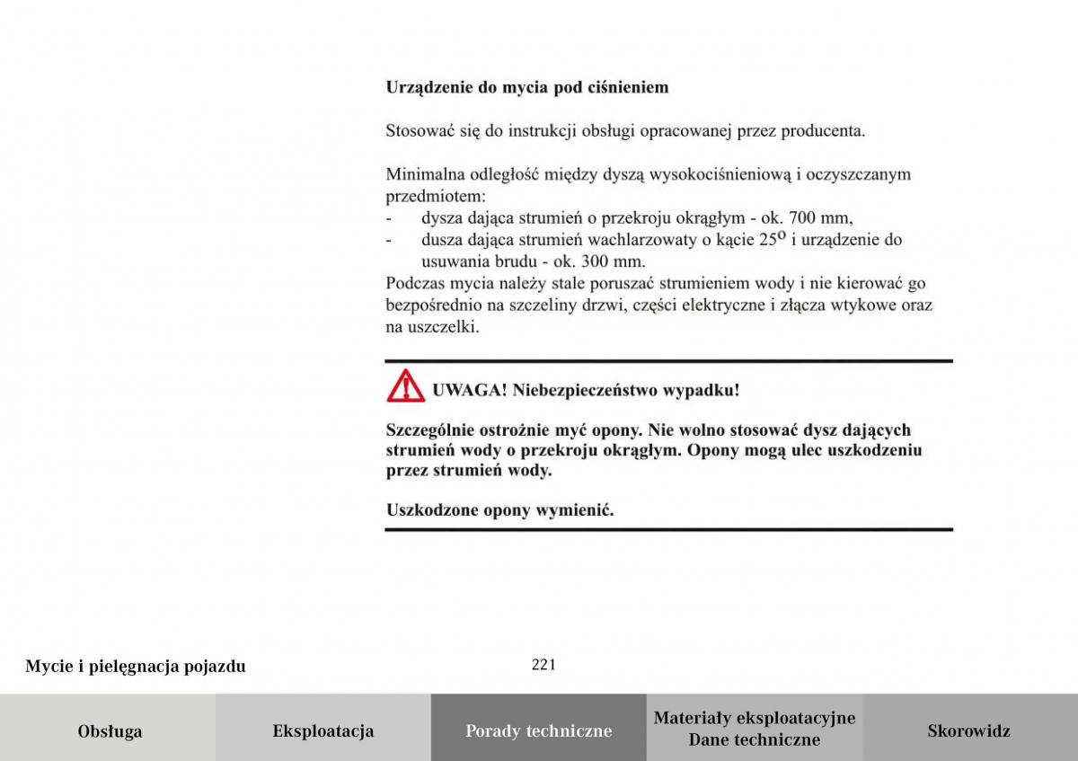 Mercedes Benz Vario instrukcja obslugi / page 223