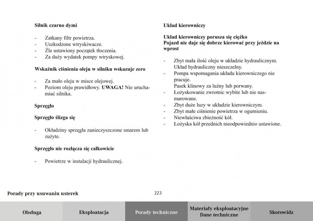 Mercedes Benz Vario instrukcja obslugi / page 225