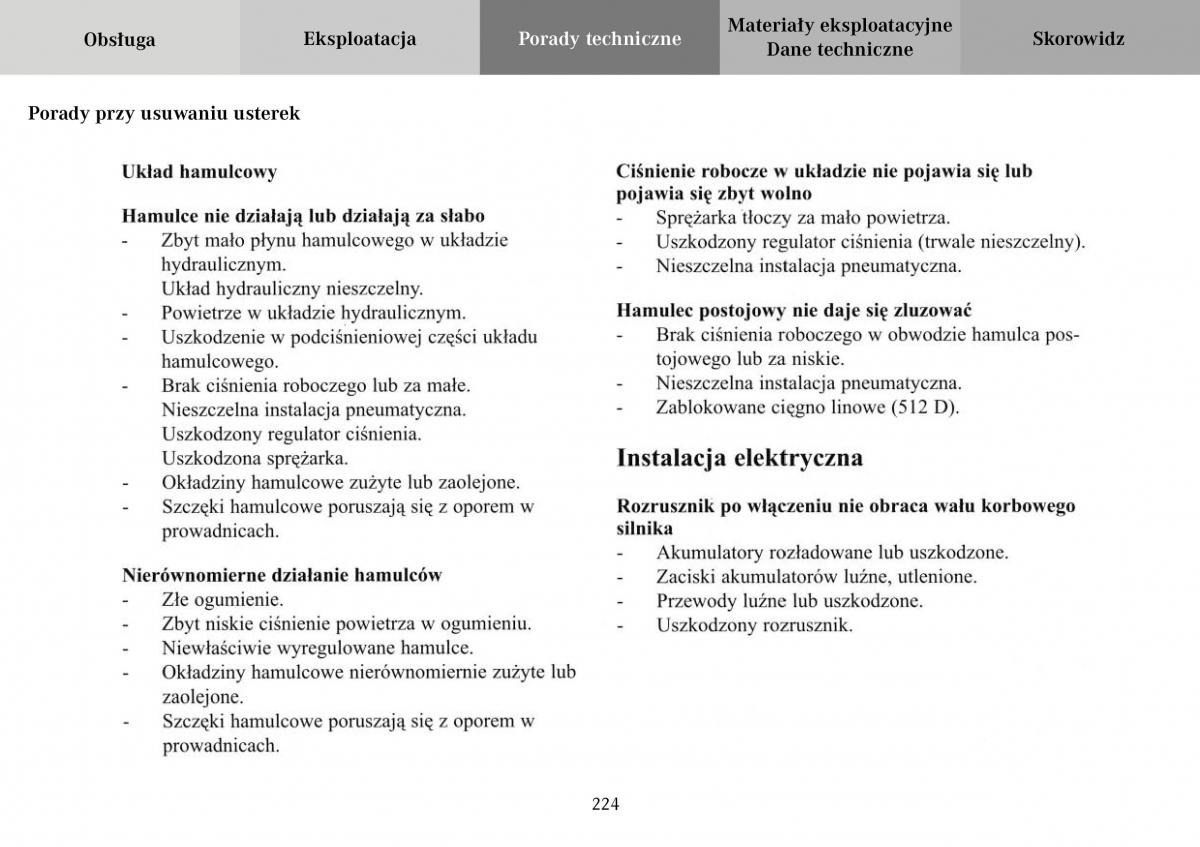 Mercedes Benz Vario instrukcja obslugi / page 226