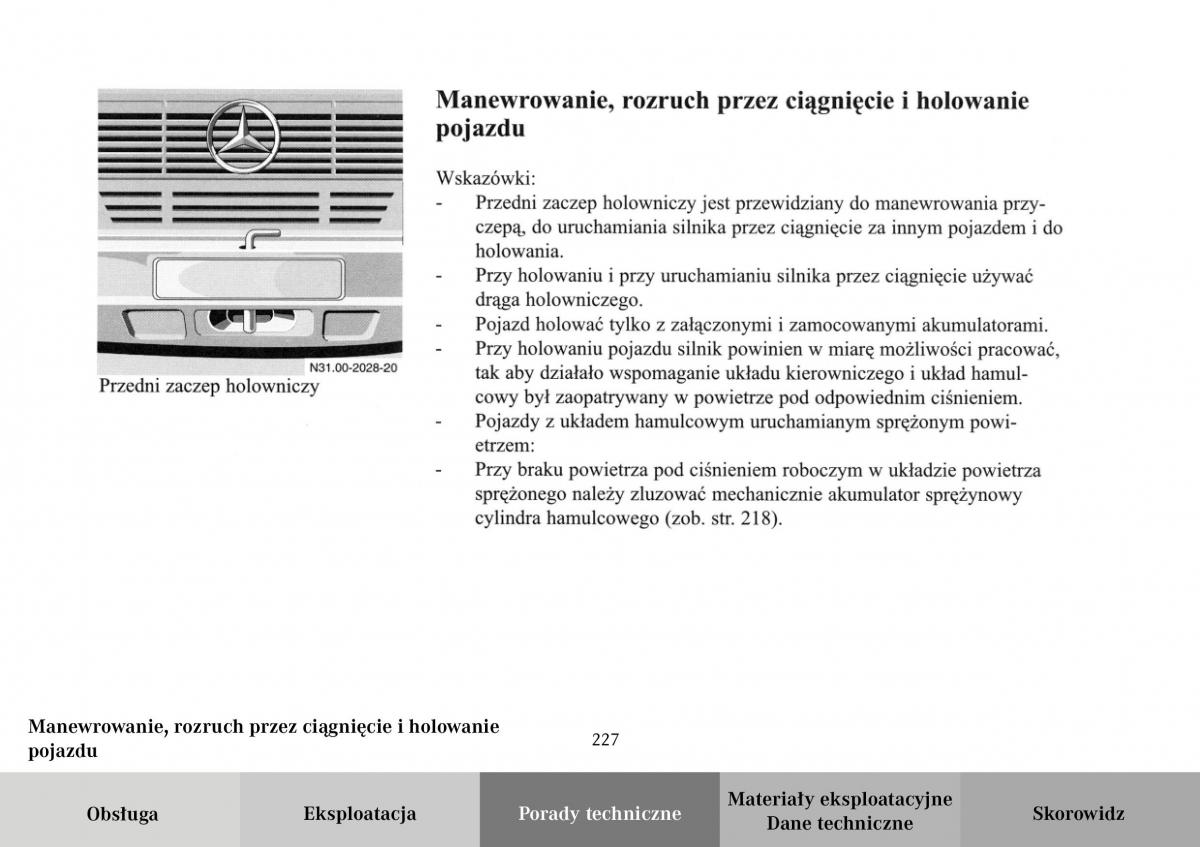 Mercedes Benz Vario instrukcja obslugi / page 229