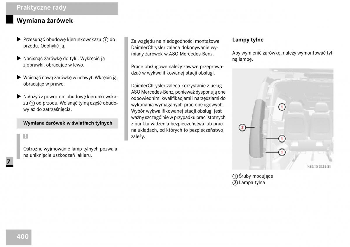 Mercedes Benz Vito W639 instrukcja obslugi / page 401