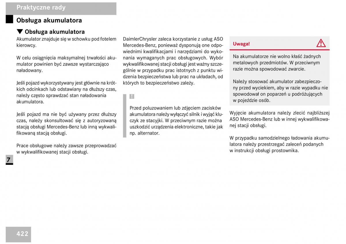 Mercedes Benz Vito W639 instrukcja obslugi / page 423