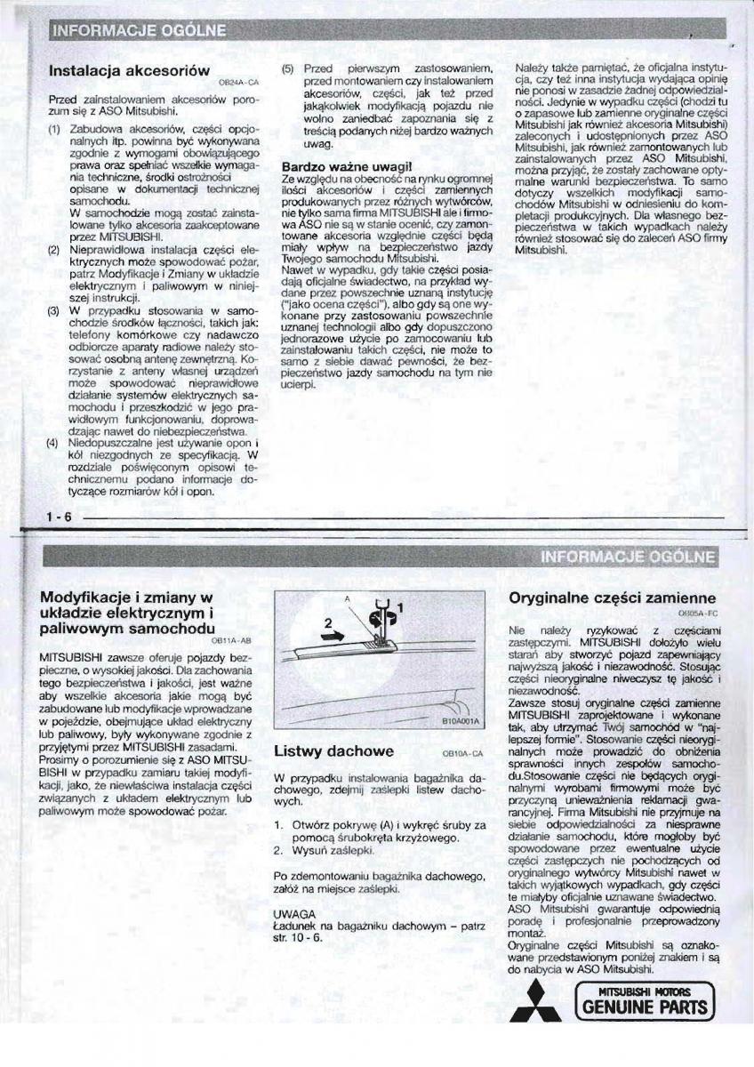 Mitsubishi Carisma instrukcja obslugi / page 5