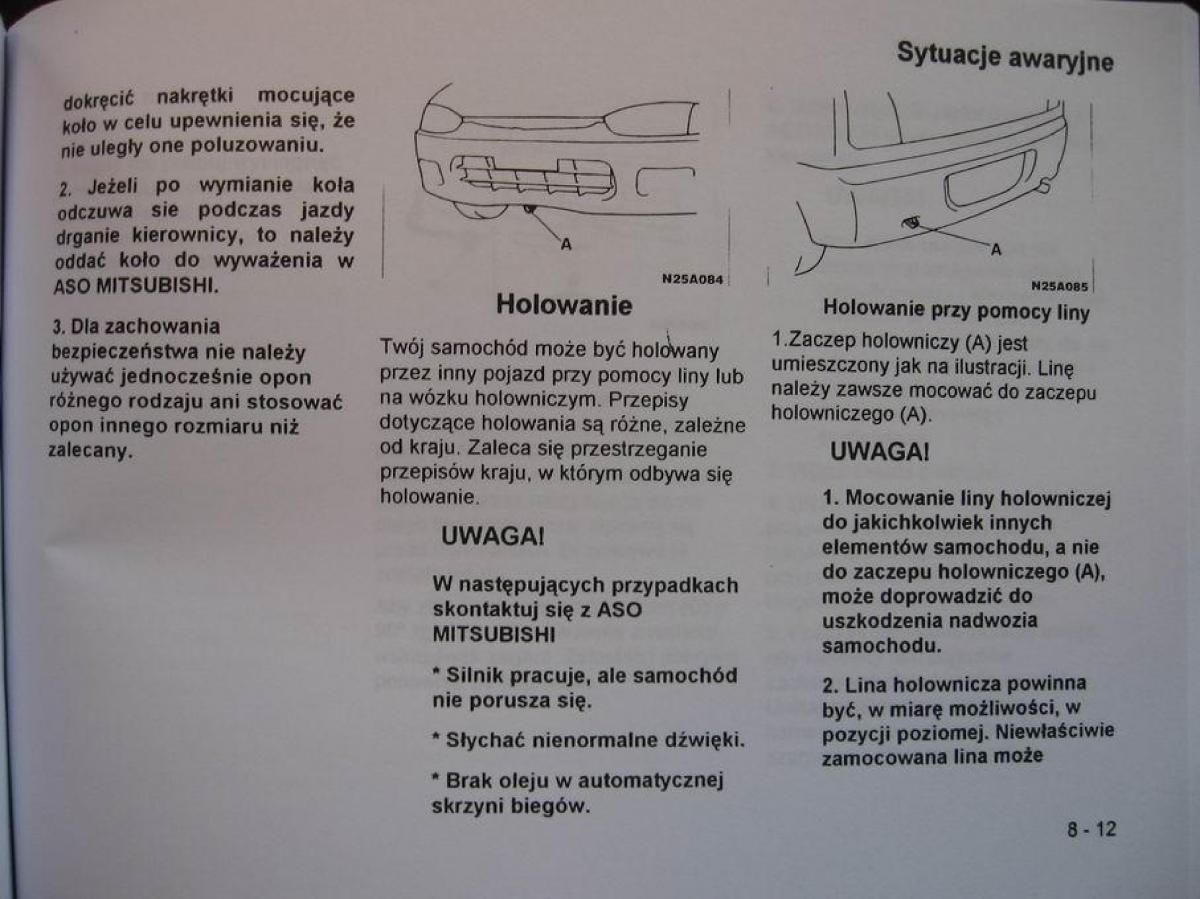 Mitsubishi Colt V 5 CJO instrukcja obslugi / page 122