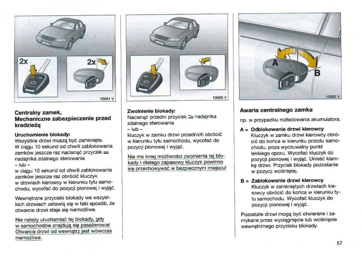 Opel Omega Vauxhall Omega B FL instrukcja obslugi / page 58