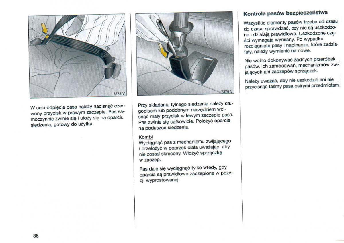 Opel Omega Vauxhall Omega B FL instrukcja obslugi / page 87