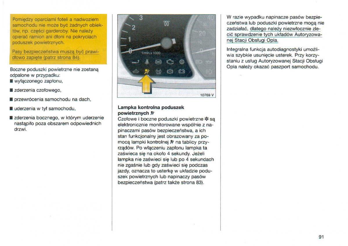 Opel Omega Vauxhall Omega B FL instrukcja obslugi / page 92