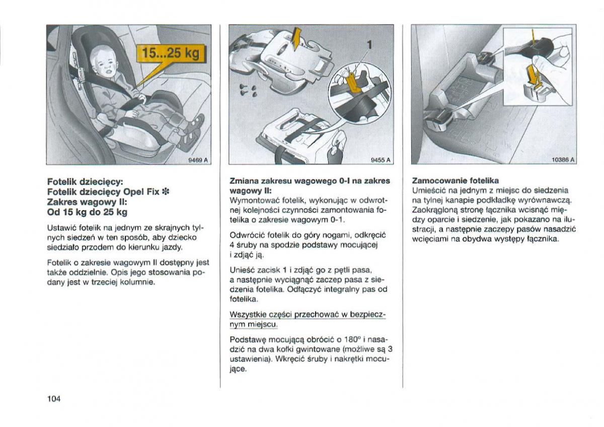 Opel Omega Vauxhall Omega B FL instrukcja obslugi / page 105