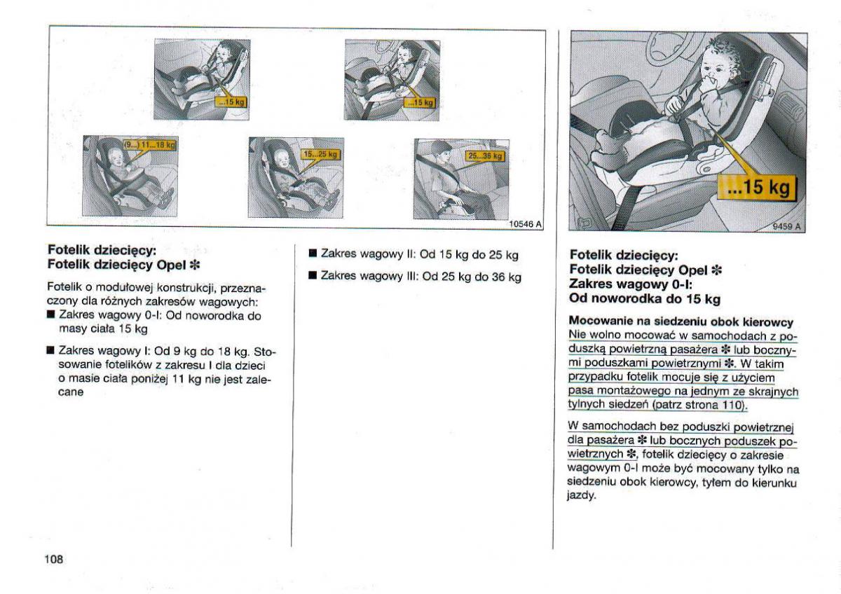 Opel Omega Vauxhall Omega B FL instrukcja obslugi / page 109