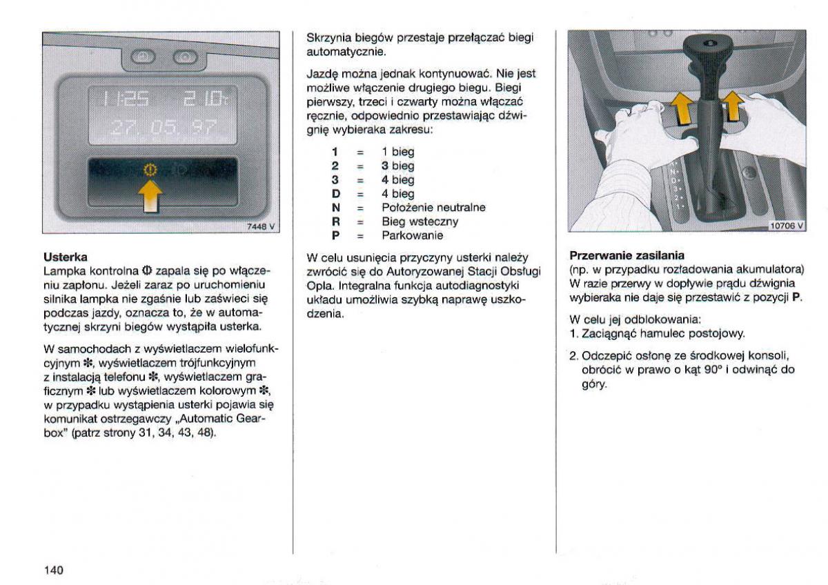 Opel Omega Vauxhall Omega B FL instrukcja obslugi / page 141