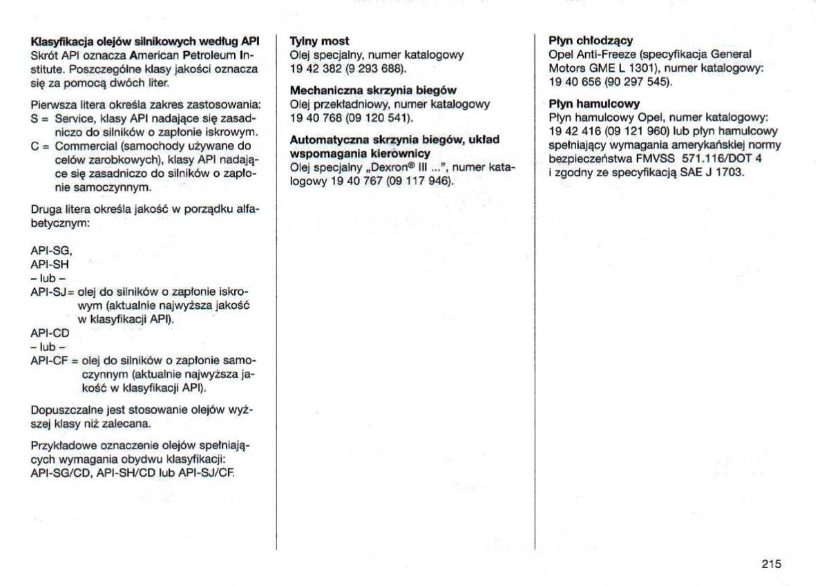 Opel Omega Vauxhall Omega B FL instrukcja obslugi / page 215