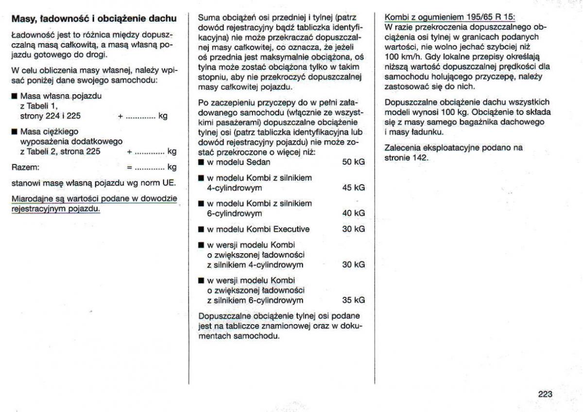 Opel Omega Vauxhall Omega B FL instrukcja obslugi / page 223