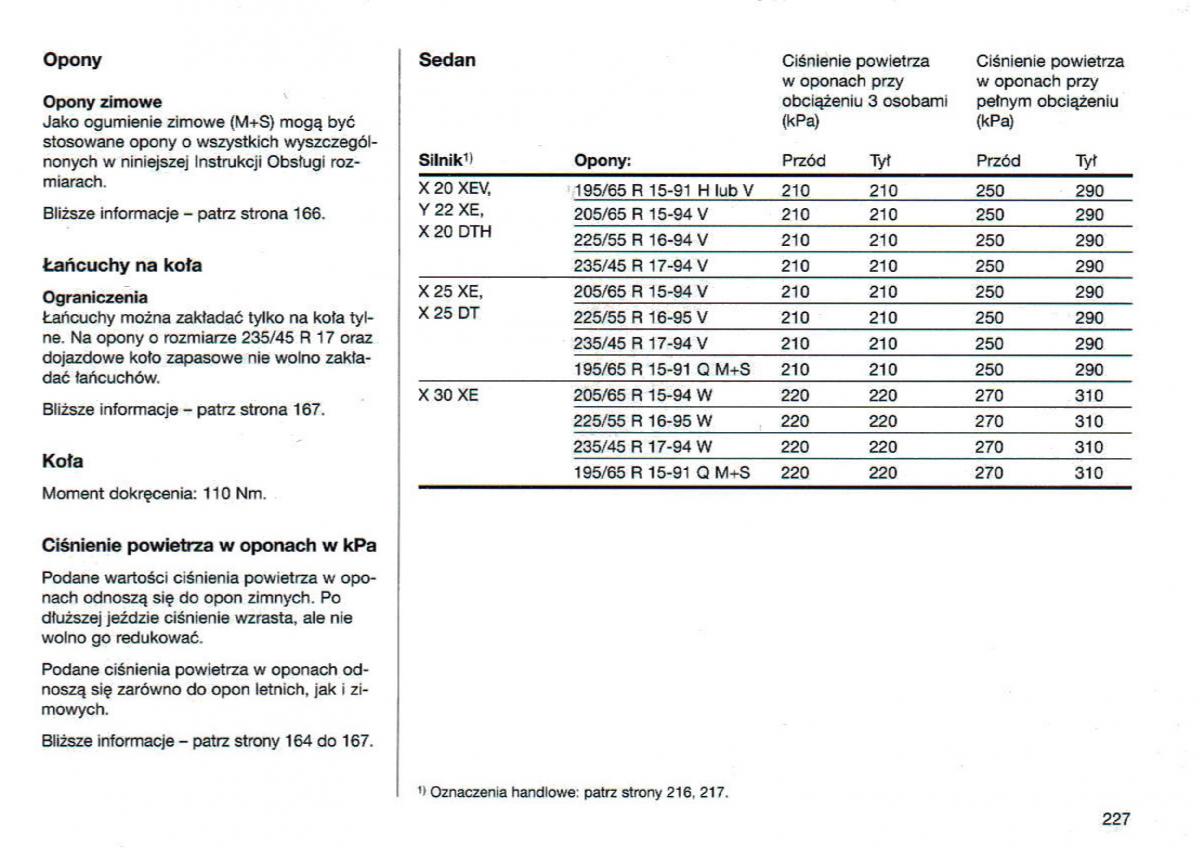 Opel Omega Vauxhall Omega B FL instrukcja obslugi / page 227