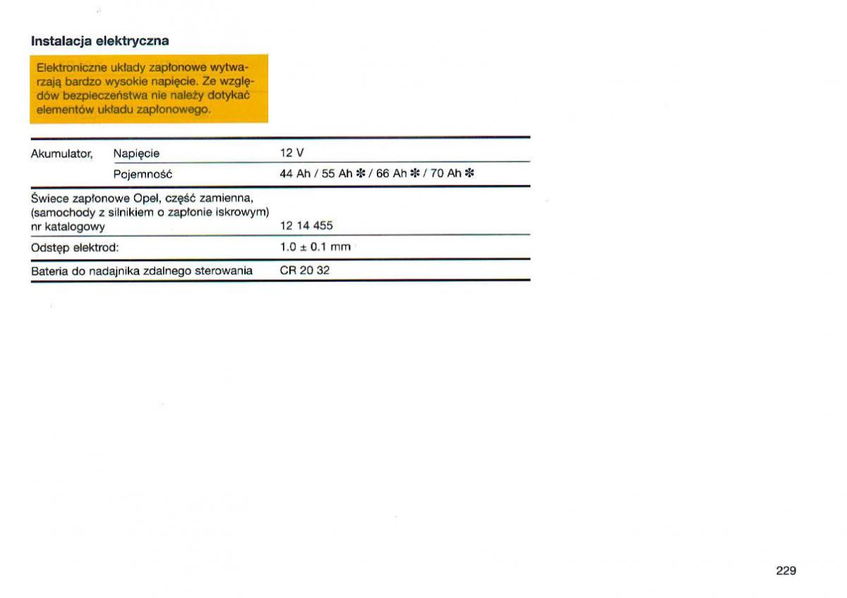 Opel Omega Vauxhall Omega B FL instrukcja obslugi / page 229