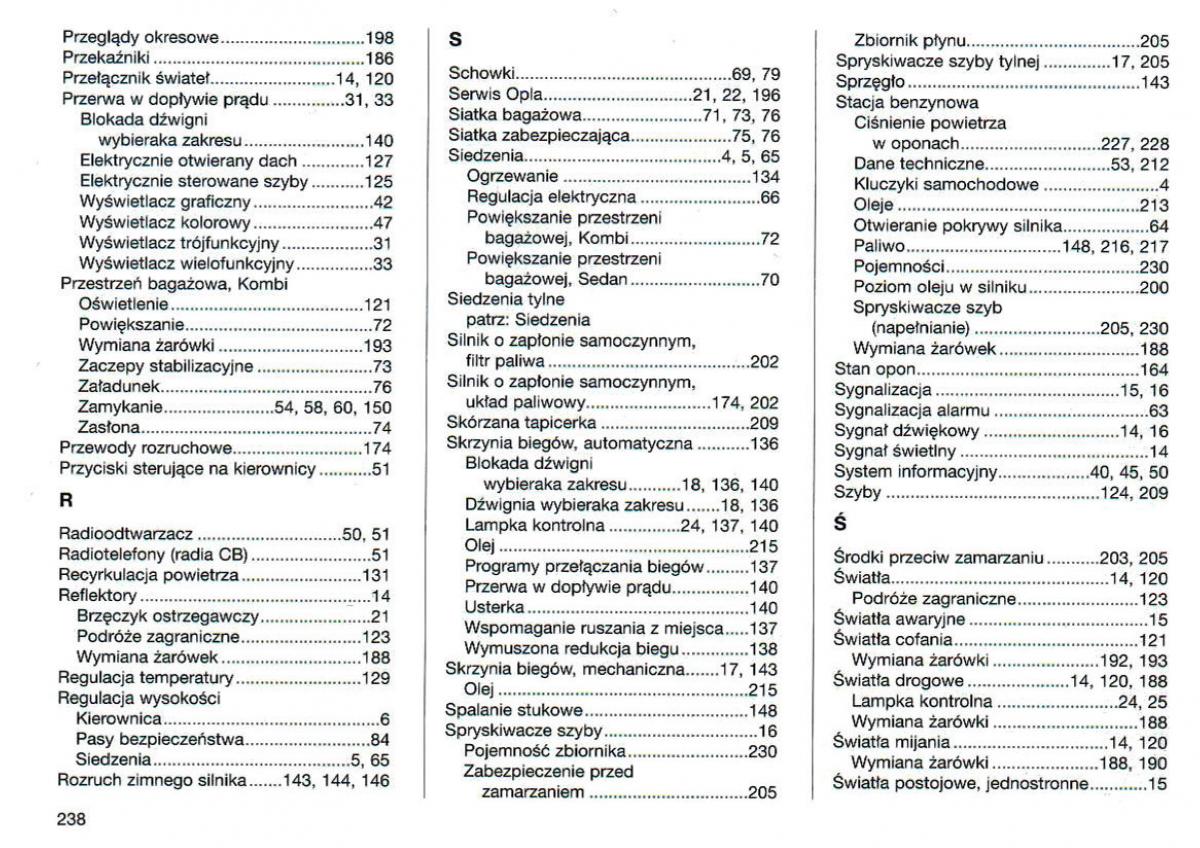 Opel Omega Vauxhall Omega B FL instrukcja obslugi / page 237