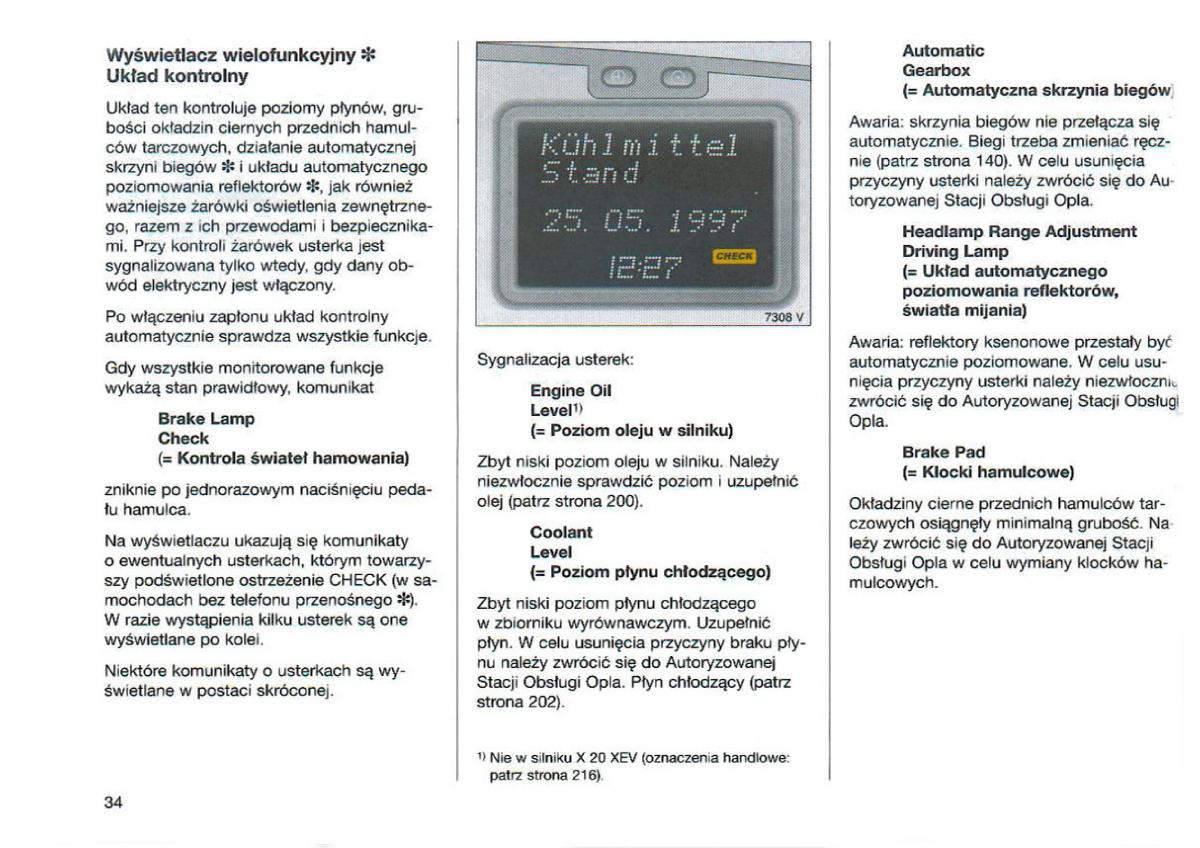 Opel Omega Vauxhall Omega B FL instrukcja obslugi / page 35