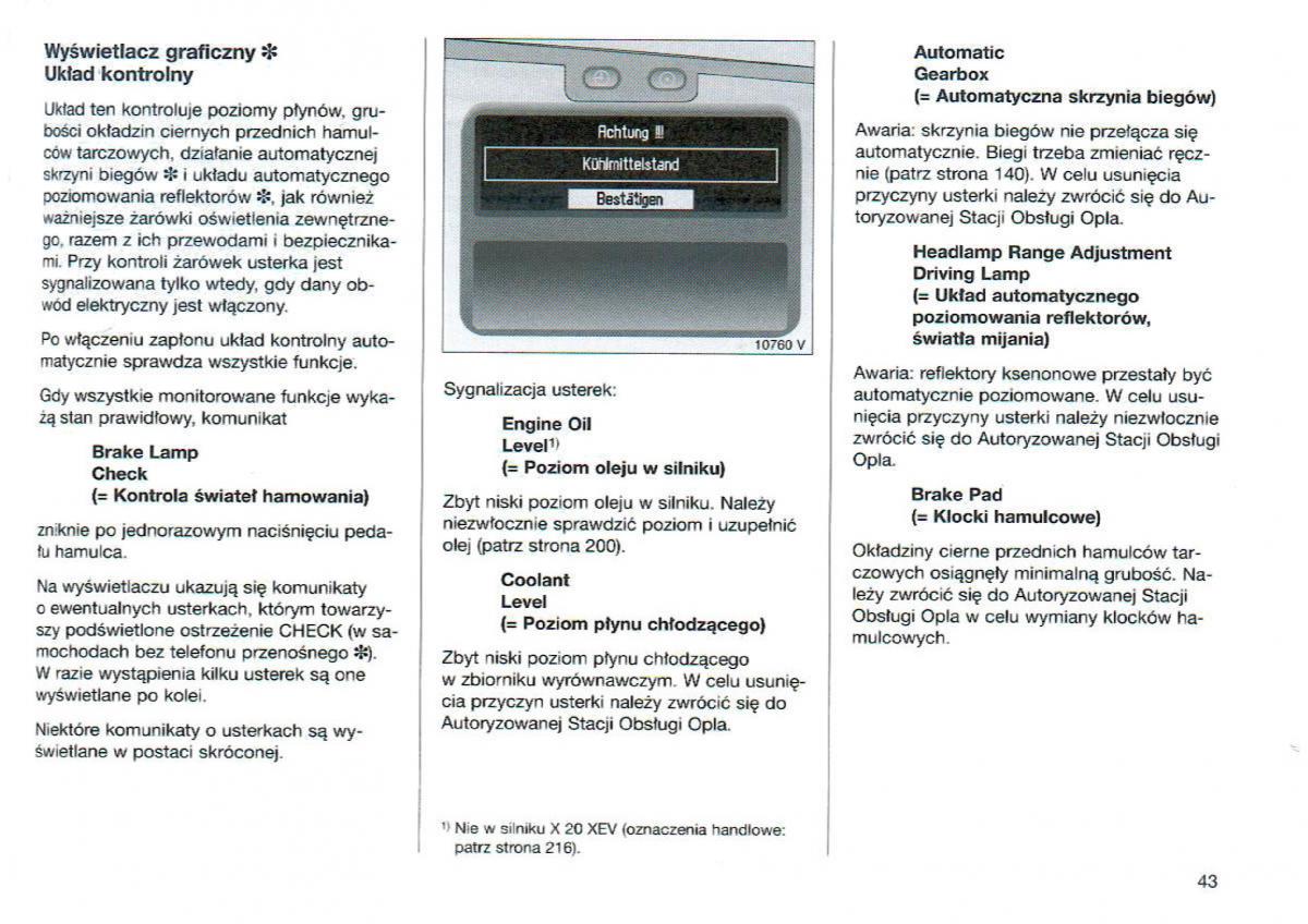 Opel Omega Vauxhall Omega B FL instrukcja obslugi / page 44