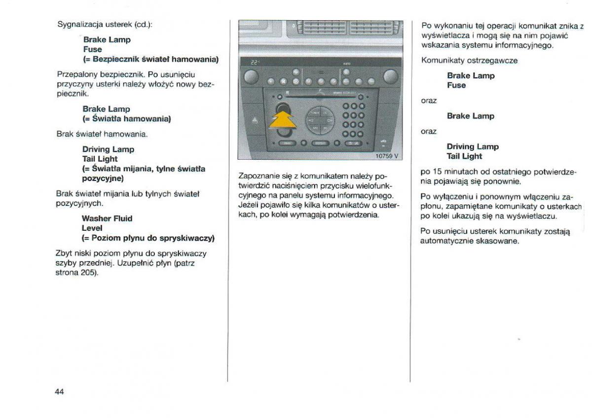 Opel Omega Vauxhall Omega B FL instrukcja obslugi / page 45