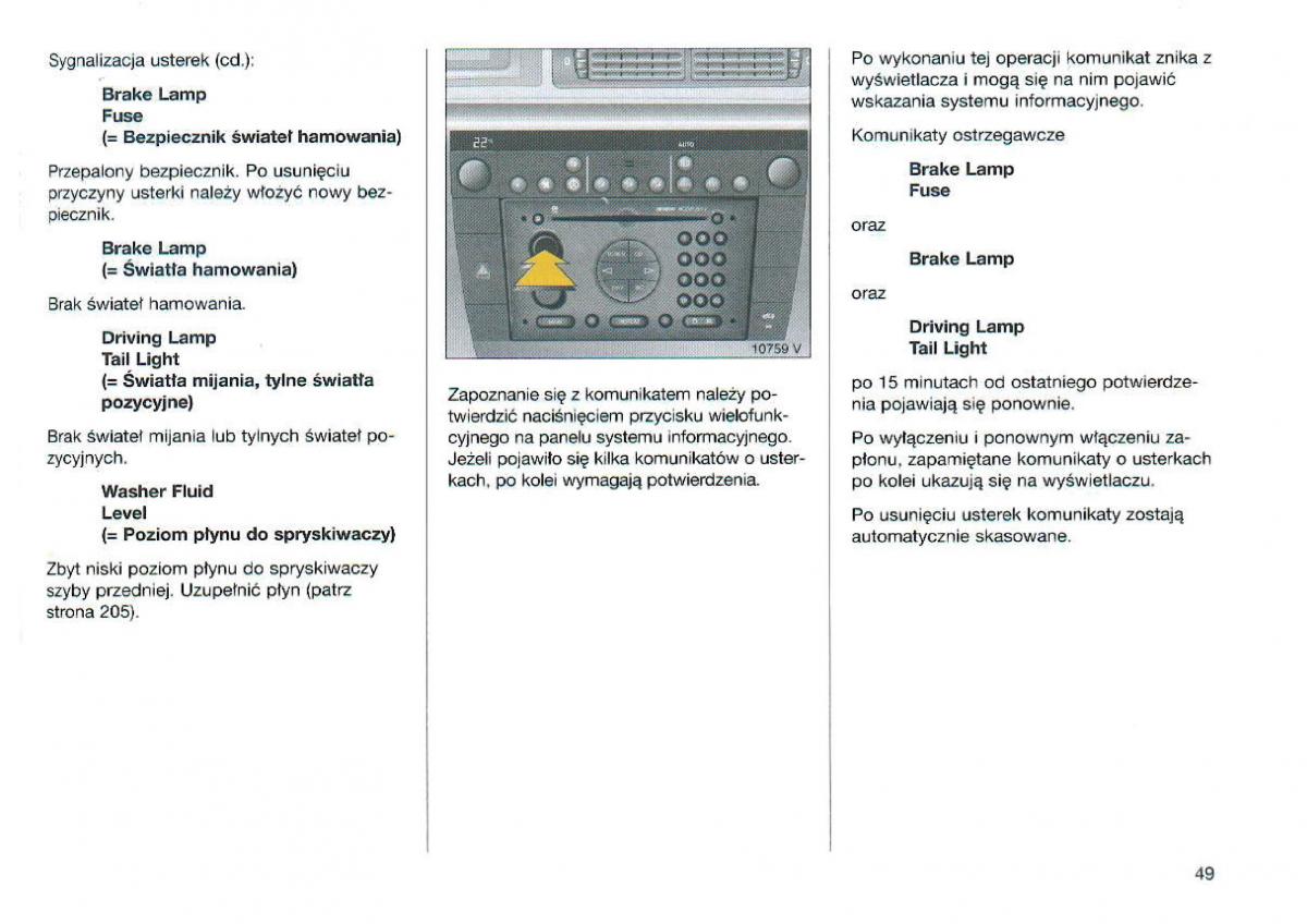 Opel Omega Vauxhall Omega B FL instrukcja obslugi / page 50