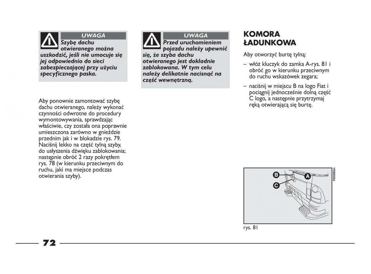 Fiat Strada IV 4 RAM 750 instrukcja obslugi / page 74