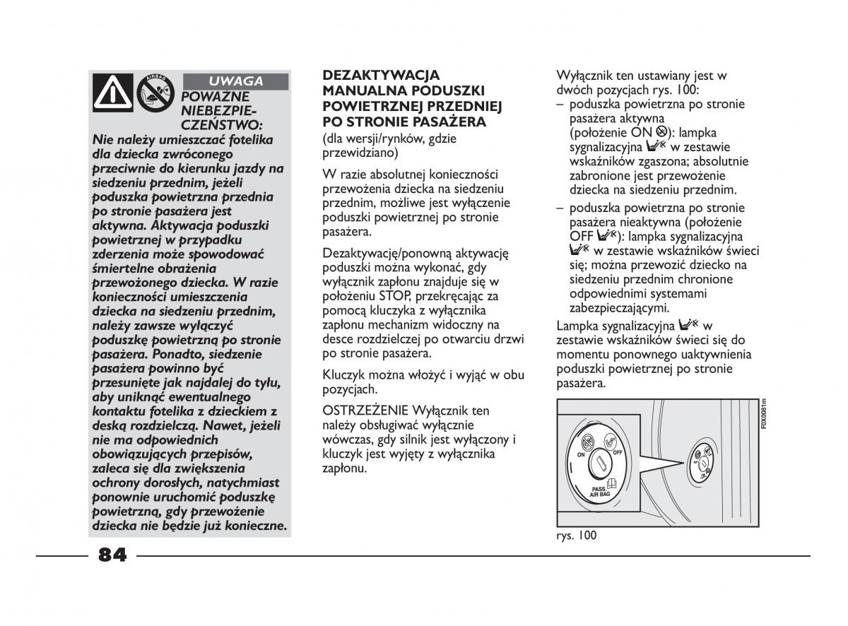 Fiat Strada IV 4 RAM 750 instrukcja obslugi / page 86