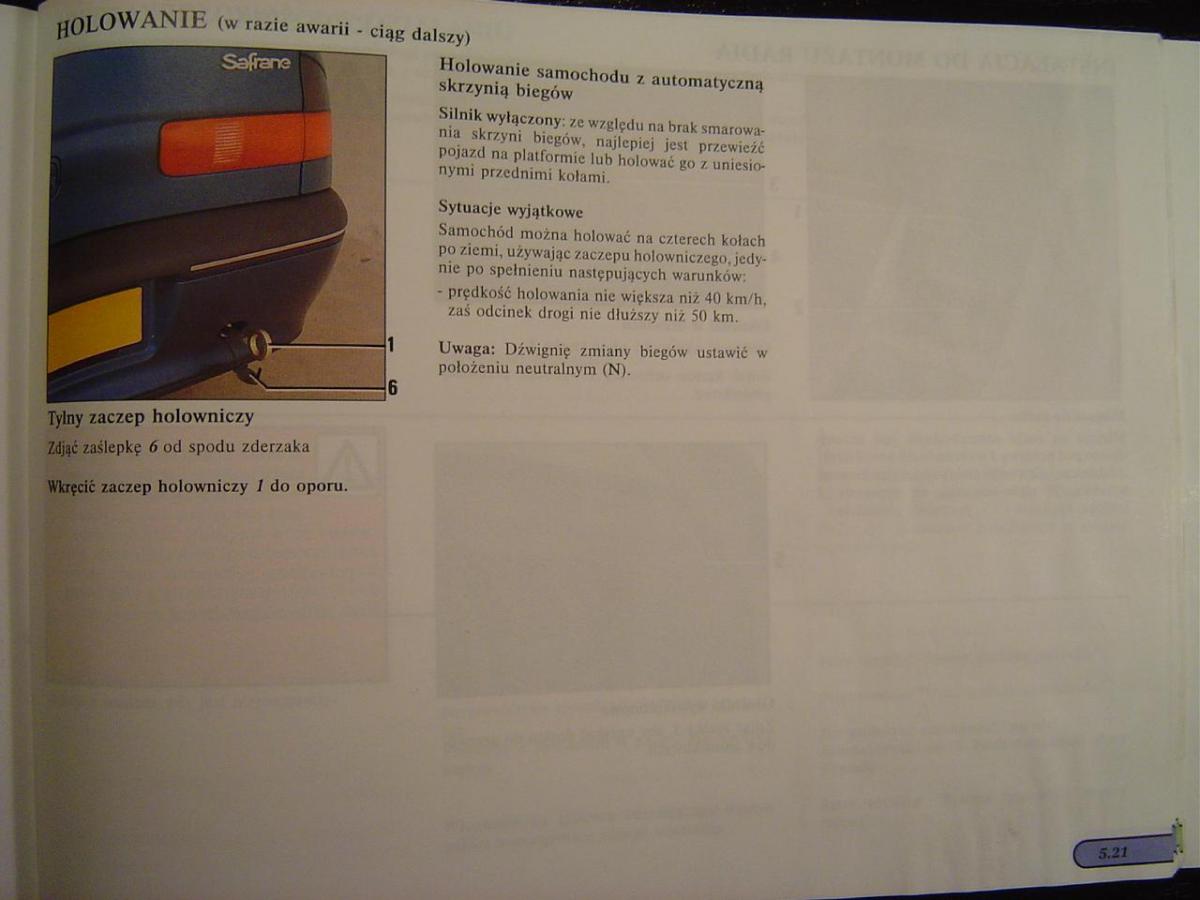 Renault Safrane I instrukcja obslugi / page 112