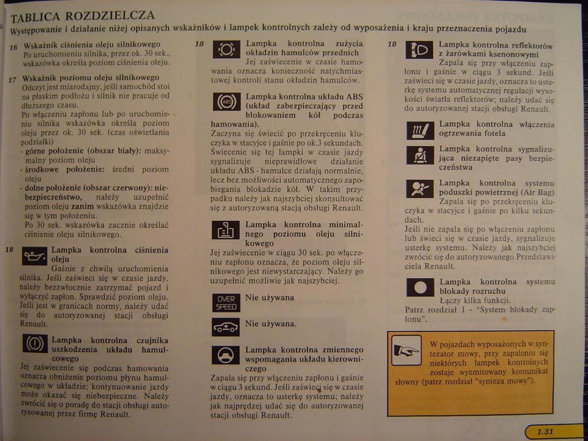 Renault Safrane I instrukcja obslugi / page 37
