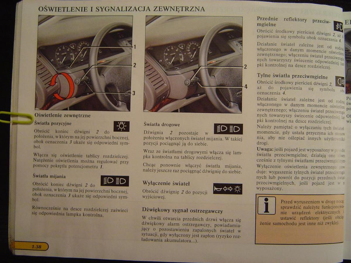 Renault Safrane I instrukcja obslugi / page 43
