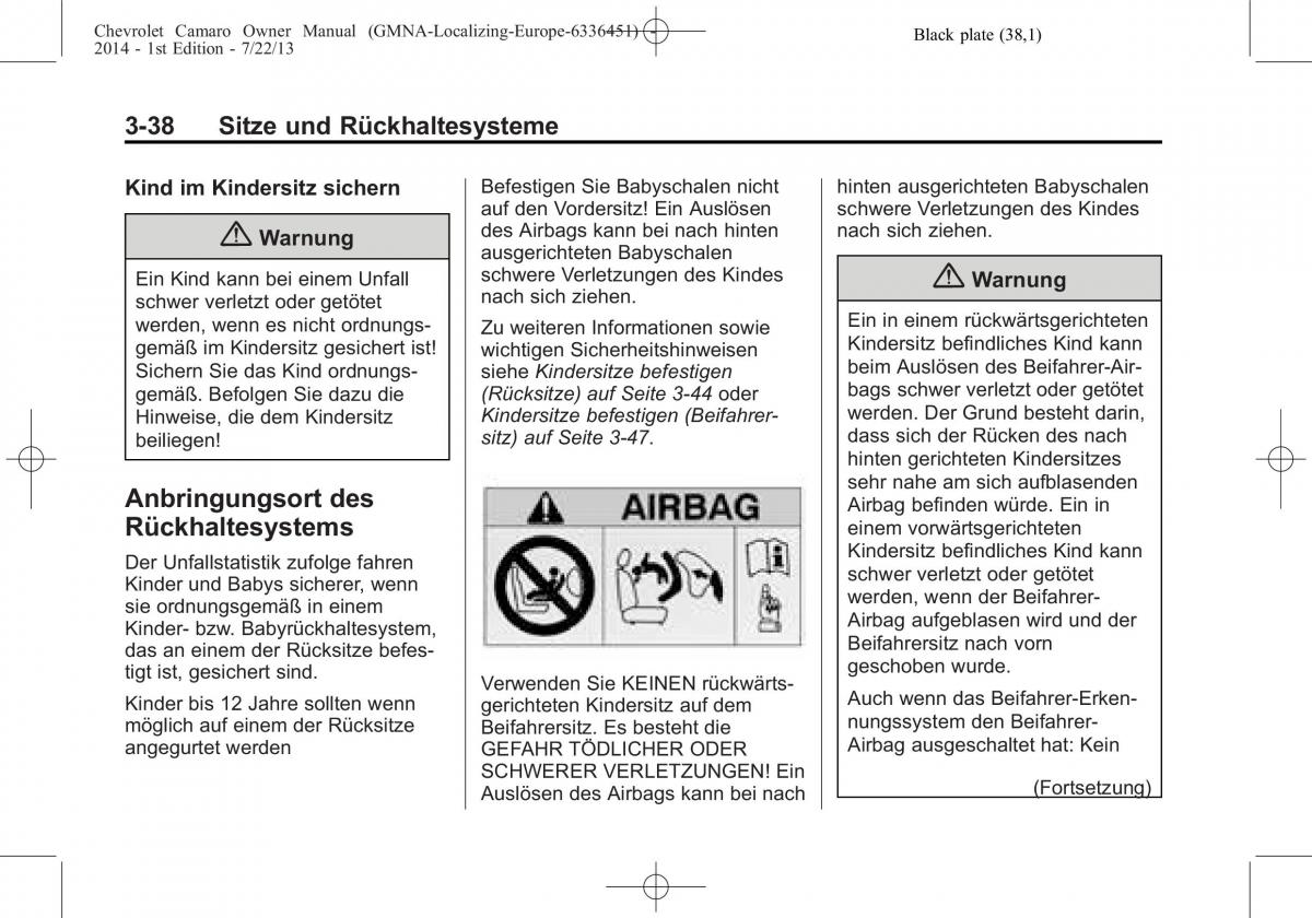 Chevrolet Camaro V 5 Handbuch / page 86