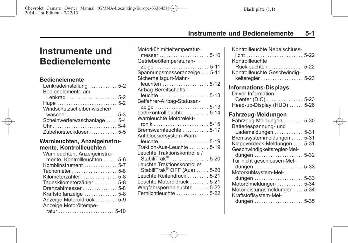 Chevrolet Camaro V 5 Handbuch / page 105