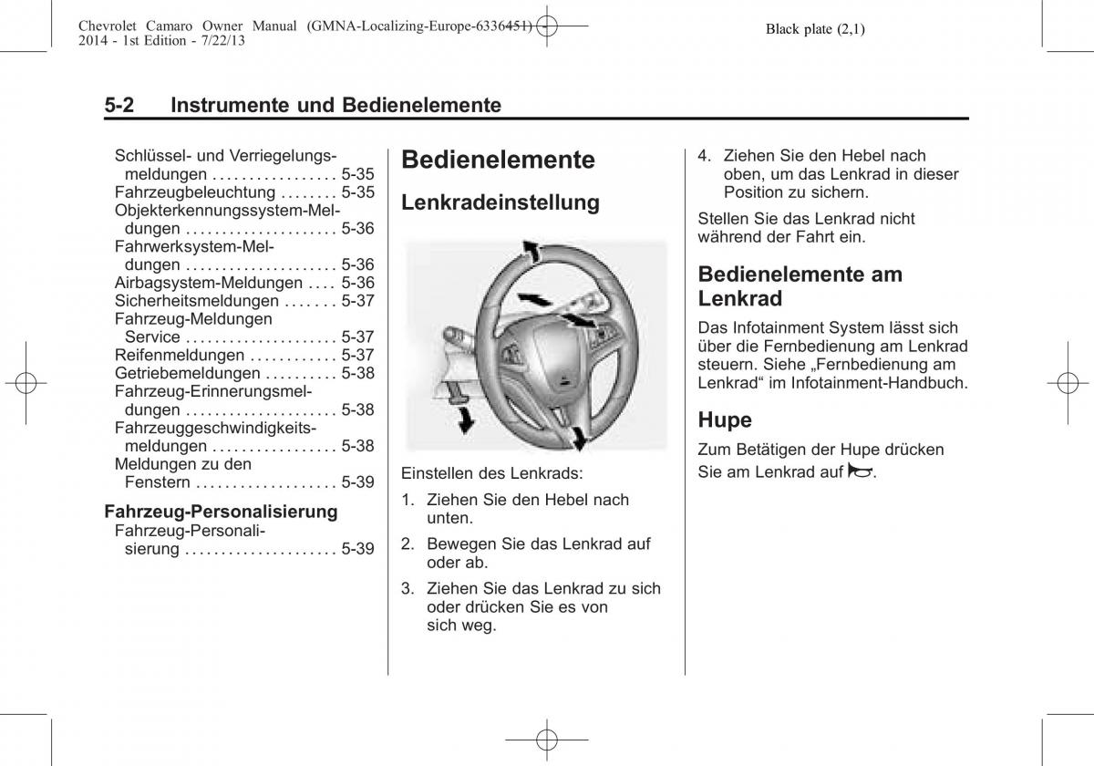 Chevrolet Camaro V 5 Handbuch / page 106