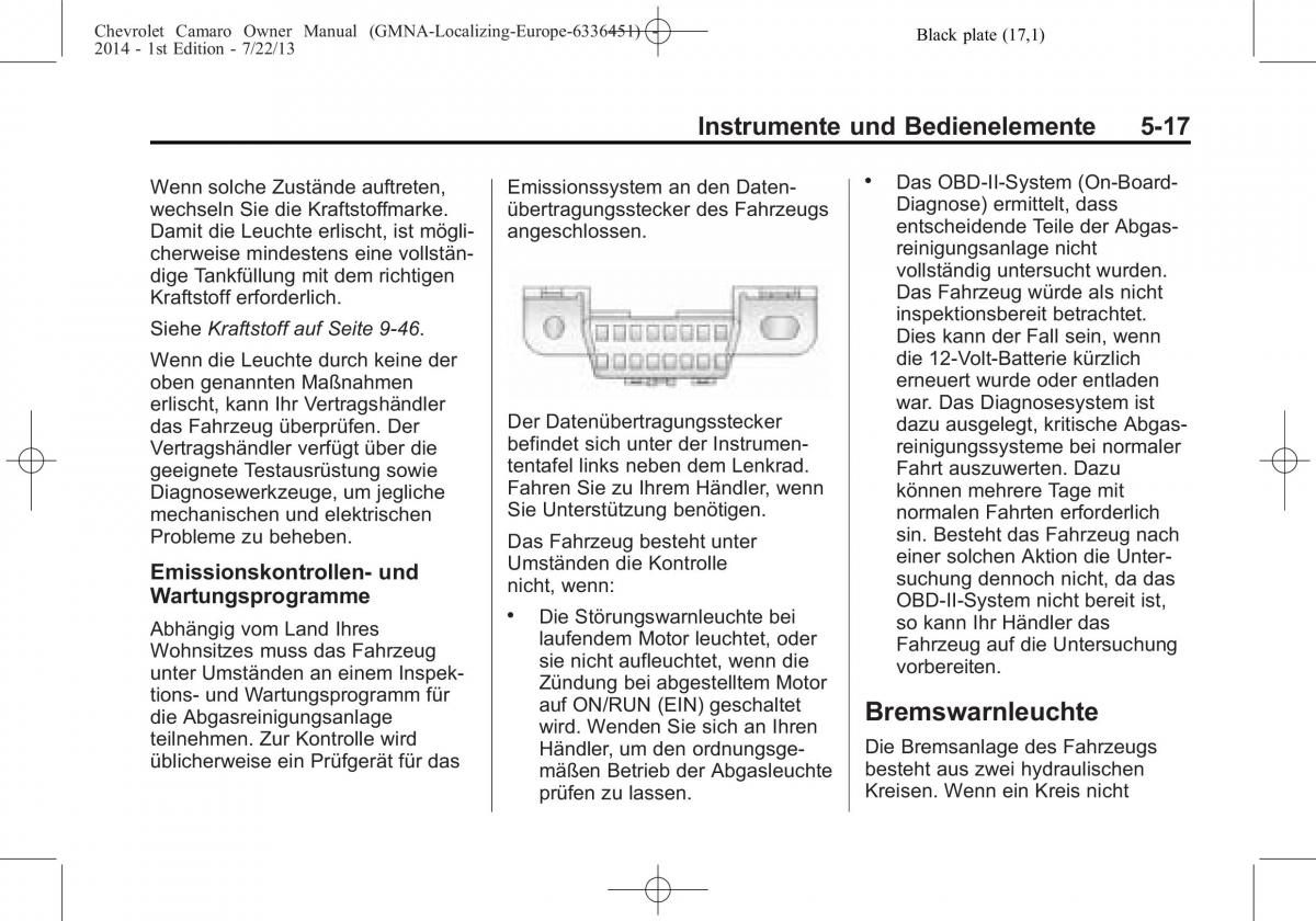 Chevrolet Camaro V 5 Handbuch / page 121