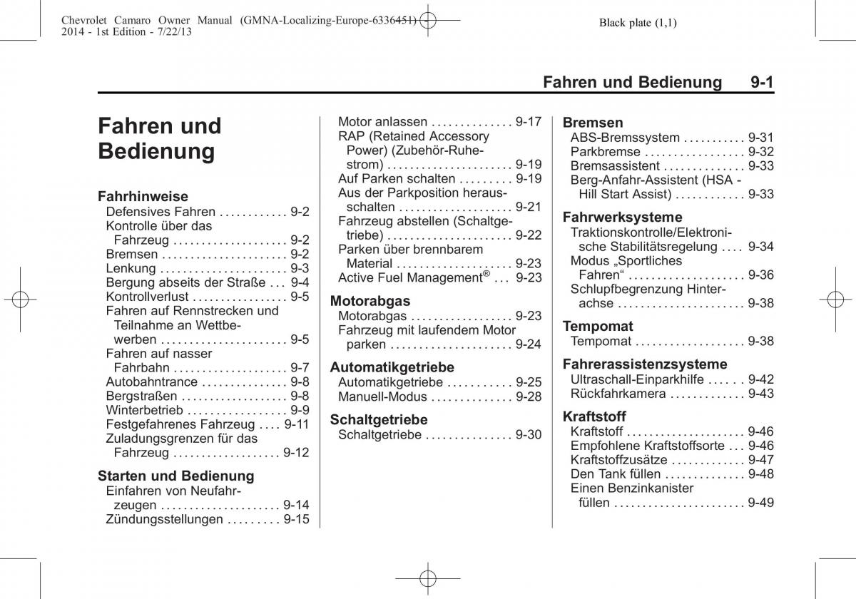 Chevrolet Camaro V 5 Handbuch / page 161