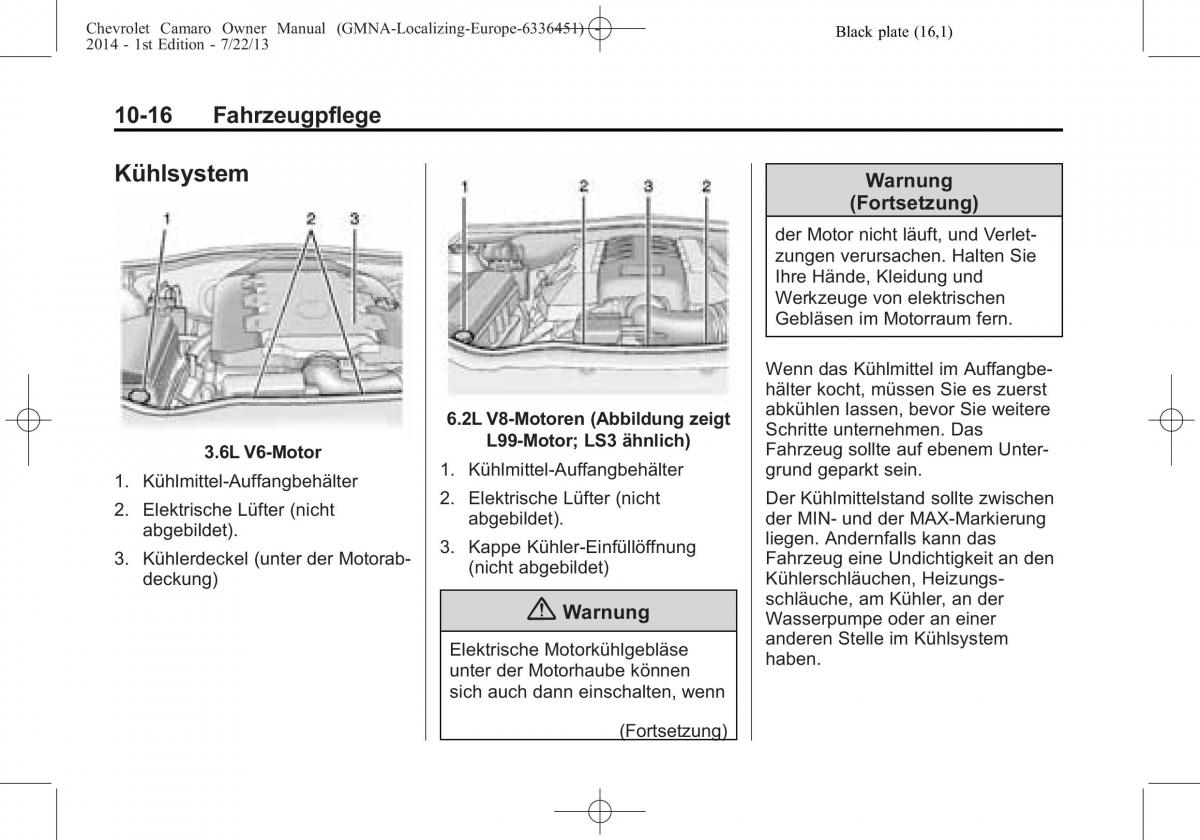 Chevrolet Camaro V 5 Handbuch / page 234