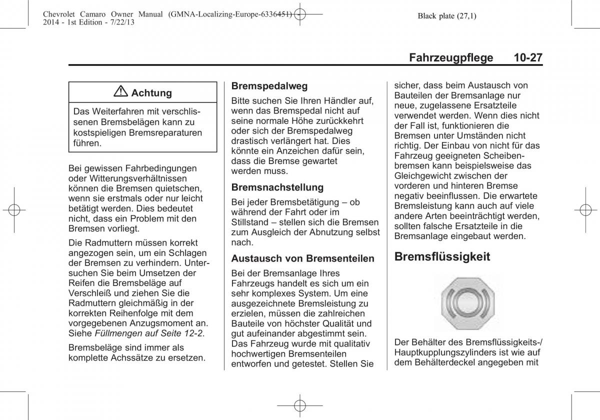 Chevrolet Camaro V 5 Handbuch / page 245