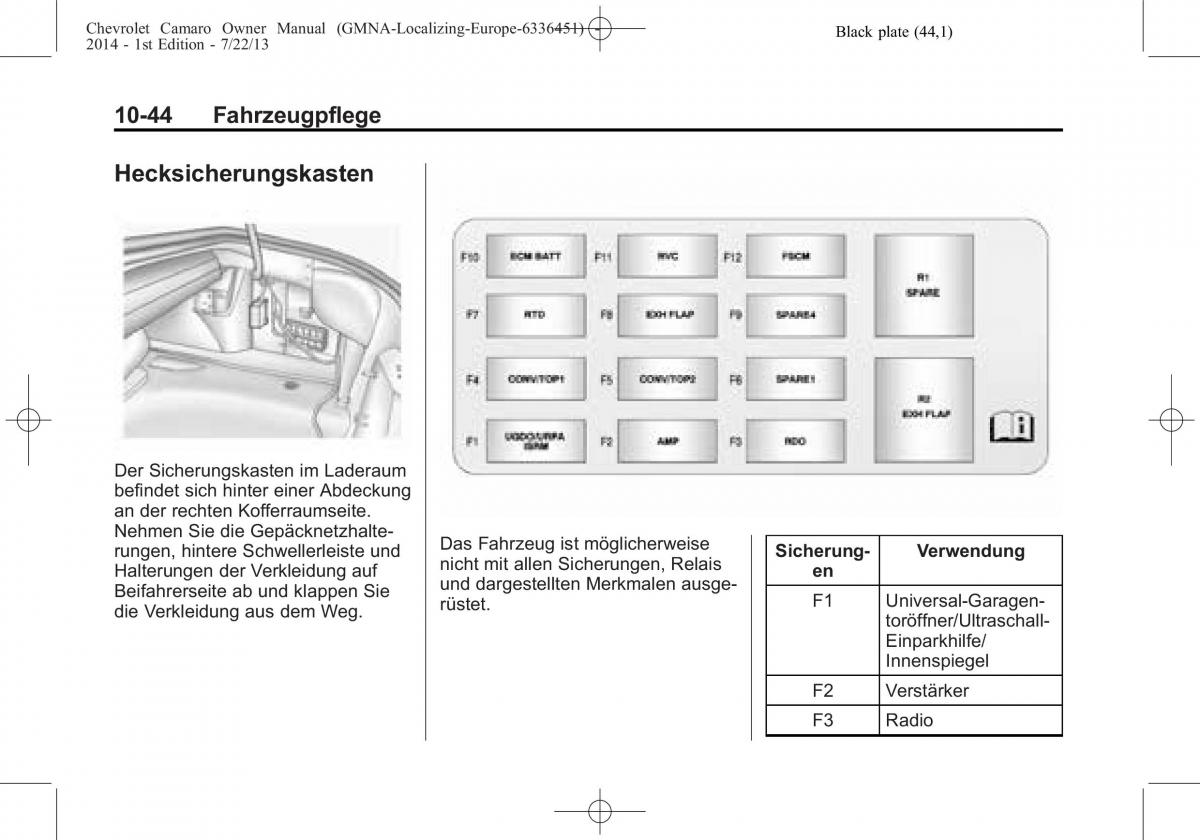 Chevrolet Camaro V 5 Handbuch / page 262