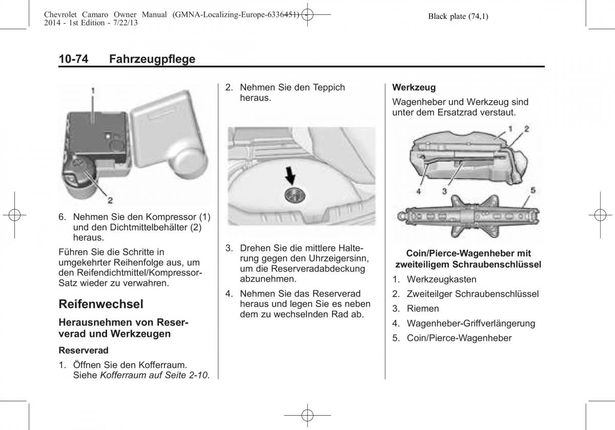 Chevrolet Camaro V 5 Handbuch / page 292